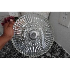 vintage‎ clear crystal glass serving 5 compartments plate